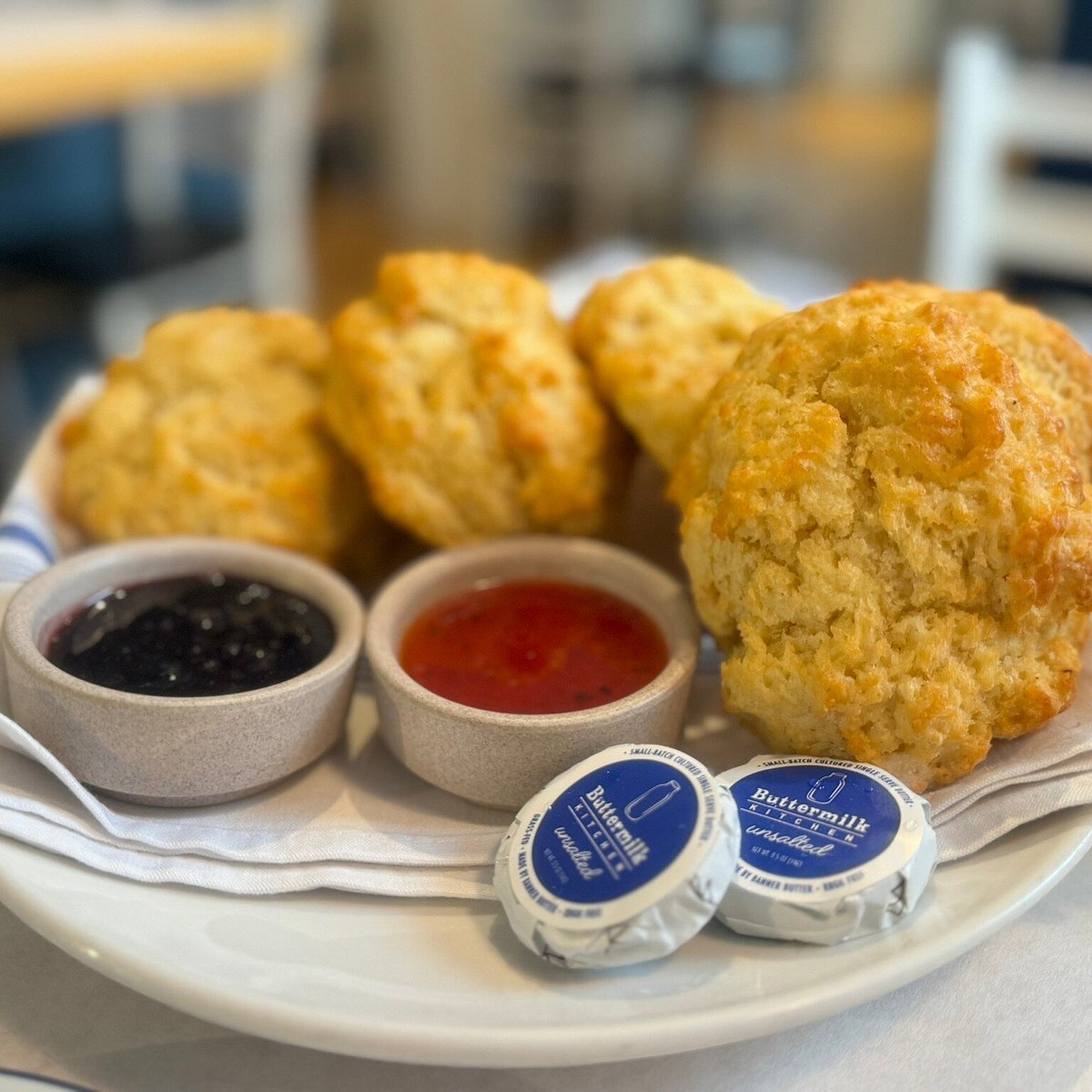 The Buttermilk Kitchen signature dishes Buttermilk Biscuits
Basic Breakfast
Biscuit w/ choice of Jam